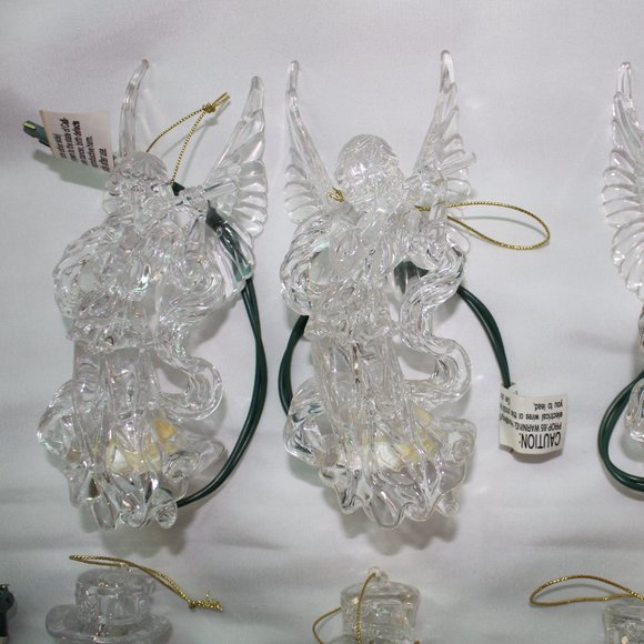 12 Vintage Acrylic One Light Ornaments Pig Tail Light up Tree Ornaments - Picture 5 of 11